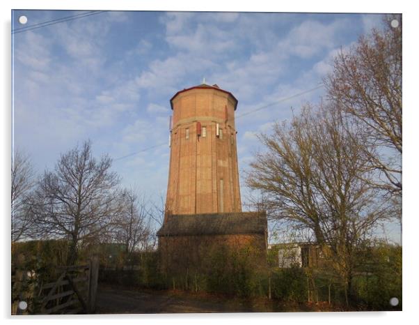 The Water Tower at Linton Acrylic by Simon Hill