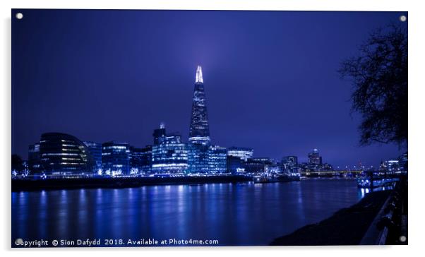 Blue London Acrylic by Sion Dafydd