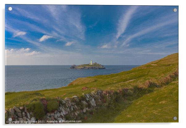 Godrevy lighthouse  Acrylic by Ian Stone