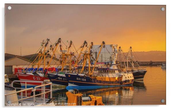 Majestic Brixham Trawlers Acrylic by Ian Stone