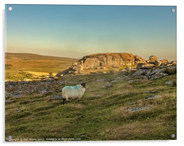 Sunset at Sheeps Tor. Acrylic by Ian Stone