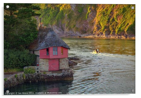 Boathouse at Bantham. Acrylic by Ian Stone