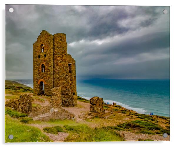 Blustery day at Wheal Coates mine Acrylic by Ian Stone