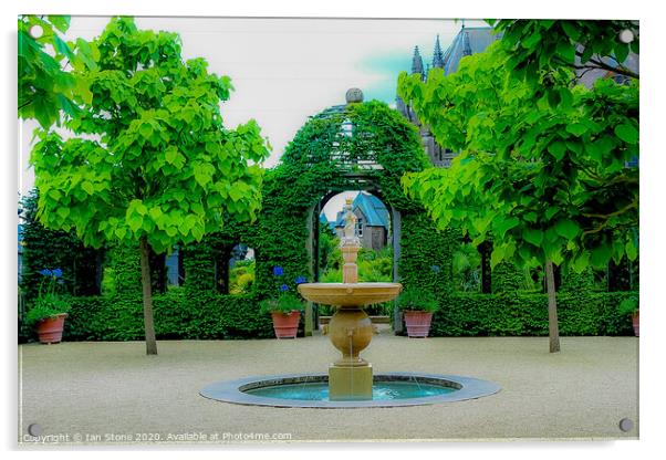 Majestic Fountain in Formal Garden Acrylic by Ian Stone