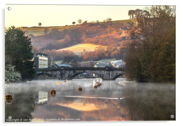 Early morning mist on the River Dart  Acrylic by Ian Stone