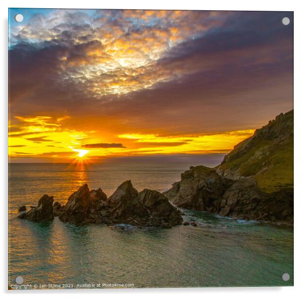 Fiery Skies Over Devon Acrylic by Ian Stone