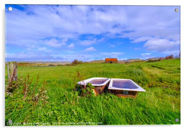 Skye landscape with old baths Acrylic by Rosaline Napier