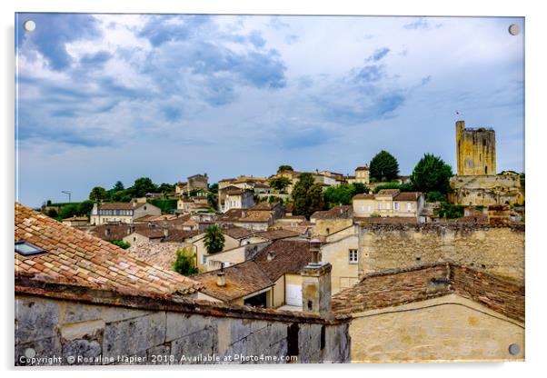 Saint Emilion town and castle Acrylic by Rosaline Napier