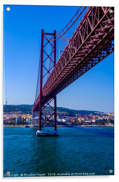 Suspension bridge Lisbon Acrylic by Rosaline Napier
