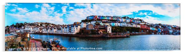 Brixham Harbour Devon Panorama Acrylic by Rosaline Napier