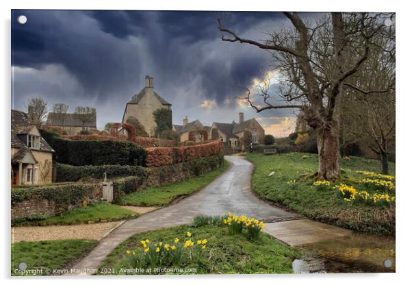 Enchanting Lower Slaughter Village Acrylic by Kevin Maughan