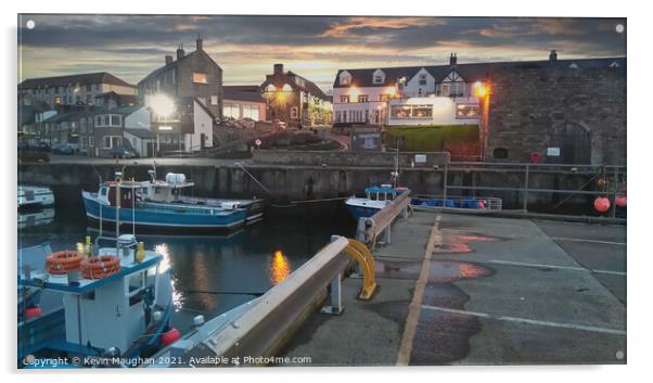 Seahouses Harbour At Night Acrylic by Kevin Maughan