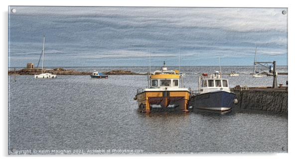 Fishing Boats At Seahouses Northumberland Acrylic by Kevin Maughan
