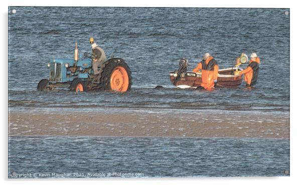 Tractor On The Beach At Seaton Deleval Acrylic by Kevin Maughan