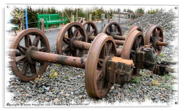 Rusty Old Railway Wagon Wheels Acrylic by Kevin Maughan