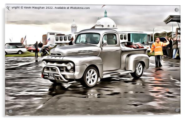 Ford F1 Pickup (Digital Cartoon Art) Acrylic by Kevin Maughan