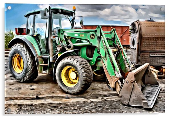 John Deer Tractor (Digital Art Version) Acrylic by Kevin Maughan