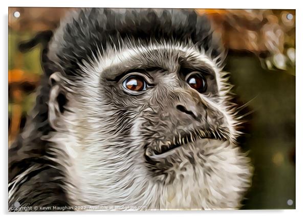 Majestic Colobus Monkey in a Digital Art Masterpie Acrylic by Kevin Maughan