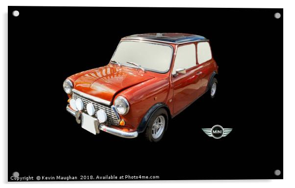 Vintage Red Austin Mini 1987 Acrylic by Kevin Maughan