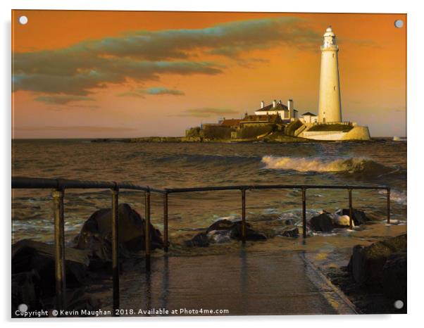 St Marys Lighthouse Whitley Bay Acrylic by Kevin Maughan