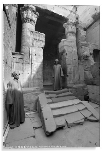  Horus Temple in Egypt - B&W Acrylic by Philip Brown