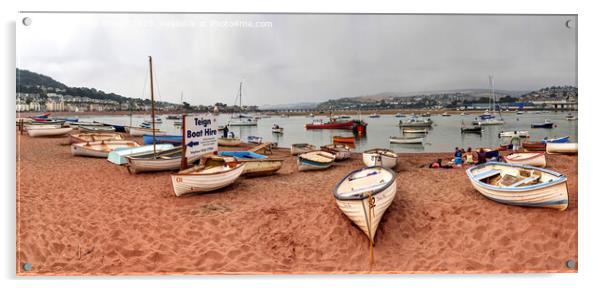 Boats on Teign River Beach, Teignmouth, Devon Acrylic by Philip Brown