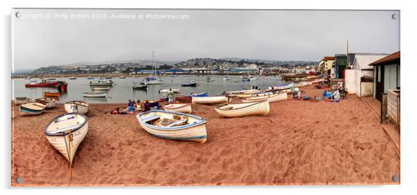 Boats on Teign River Beach, Teignmouth, Devon Acrylic by Philip Brown
