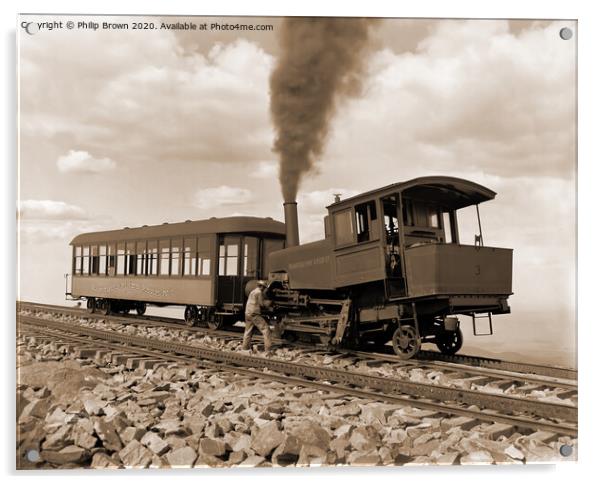 Manitou and Pike's Peak Railway, Cog wheel train Acrylic by Philip Brown