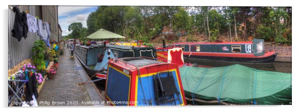 Wash day on the Stourport Canal Acrylic by Philip Brown