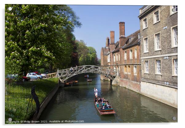 Punting in Cambridge,  Acrylic by Philip Brown