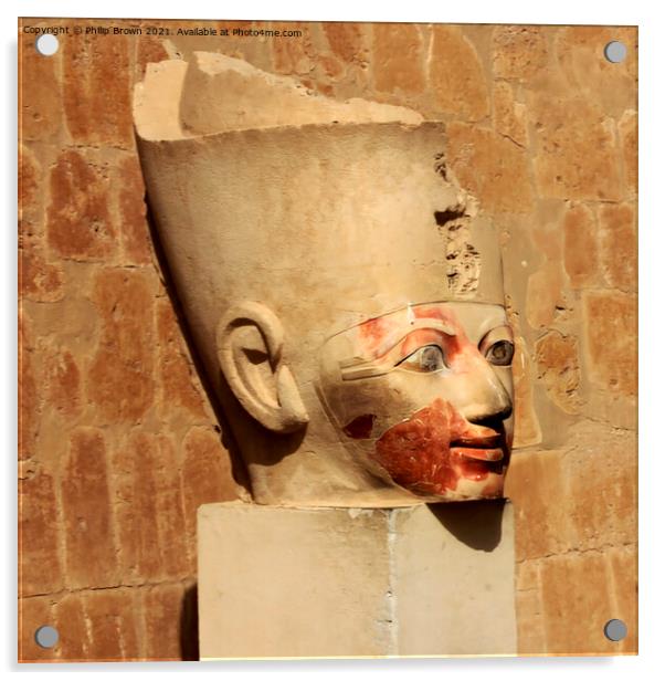 Sculpture in Hatshepsuts temple at Deir el-Bahri,  Acrylic by Philip Brown