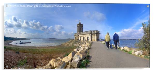 Rutland Water and Normanton Church, Panorama Acrylic by Philip Brown