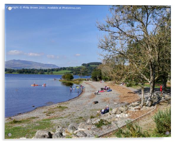 Bala lake Gravely Beach in Wales Acrylic by Philip Brown
