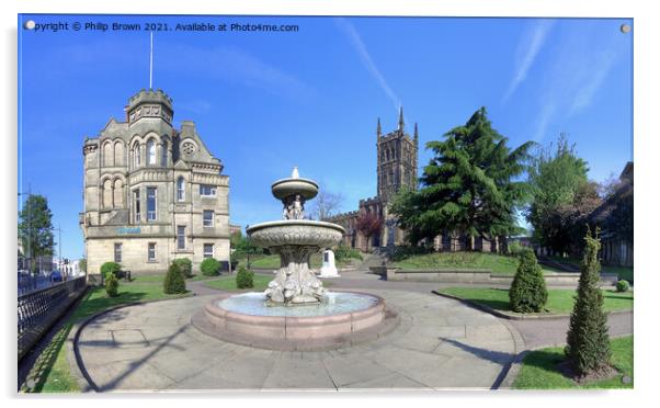 St Peters Gardens and Fountain, Wolverhampton, UK Acrylic by Philip Brown