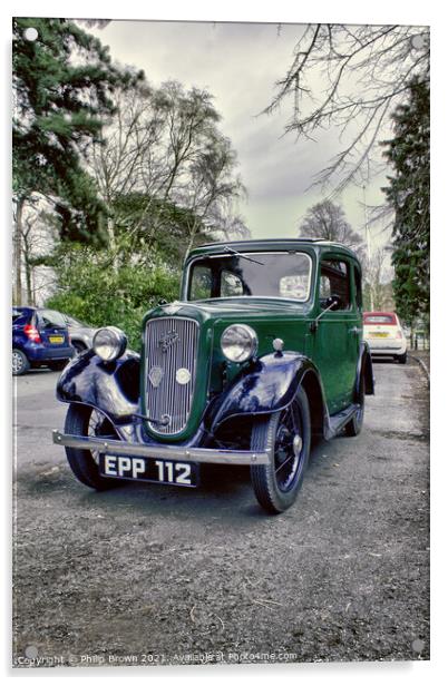 A Classic Austin 7 Car in the Cotswolds No 3 Acrylic by Philip Brown