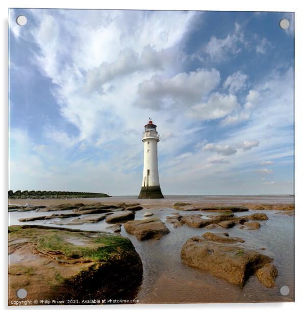 New Brighton Lighthouse, The Wirral, Uk Acrylic by Philip Brown