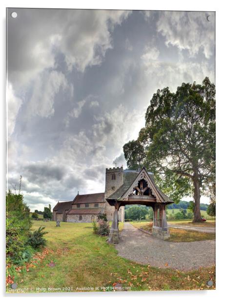 lychgate to Moreville Church in Shropshire, UK Acrylic by Philip Brown