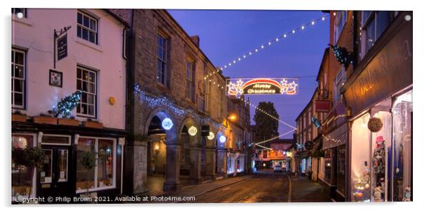 Much Wenlock Christmas lights, Panorama Acrylic by Philip Brown