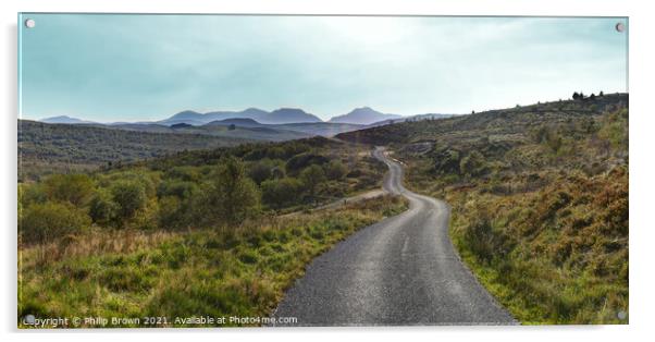  Road to The Rhinogs Mountain Range, North Wales Acrylic by Philip Brown