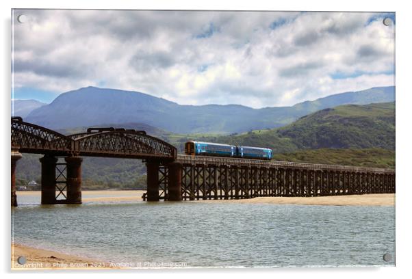 Barmouth Railway Bridge in Wales Acrylic by Philip Brown