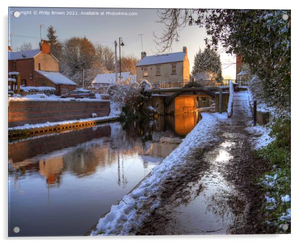 The Staffordshire & Worcestershire Canal, Wolverhampton in Snow  Acrylic by Philip Brown