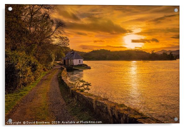 Sunset at Totaig Acrylic by David Brookens