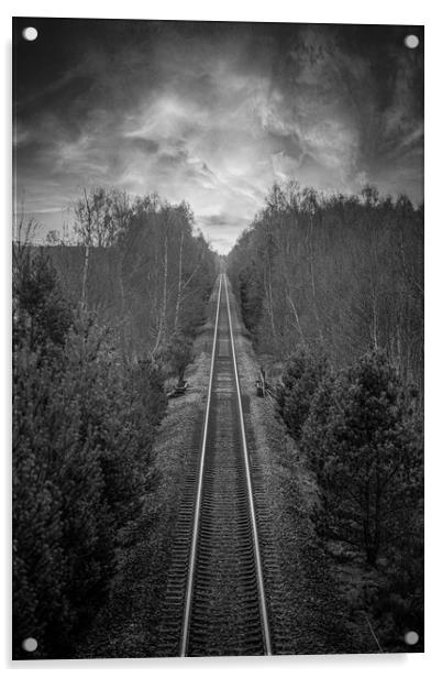 Railway Black & White Acrylic by Duncan Loraine