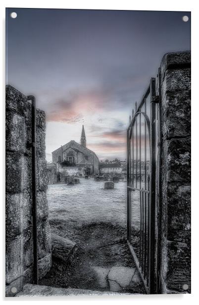 Graveyard and Church Acrylic by Duncan Loraine