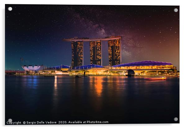 Panorama  of Singapore at night Acrylic by Sergio Delle Vedove
