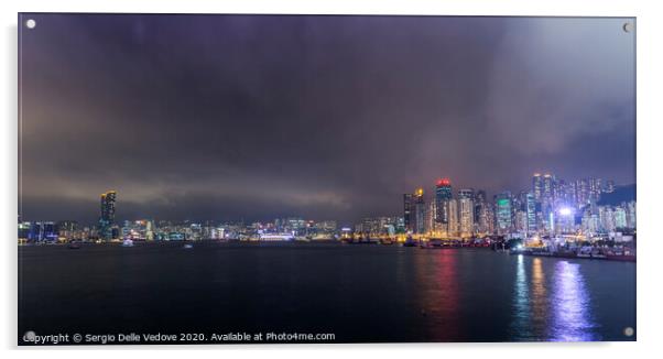 Hong Kong cityscape  Acrylic by Sergio Delle Vedove