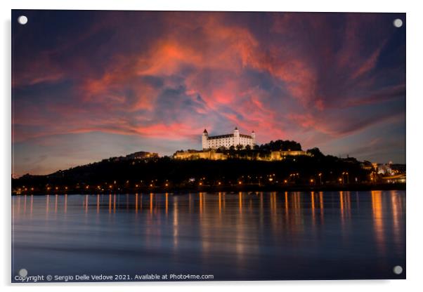 Bratislava castle at sunset Acrylic by Sergio Delle Vedove