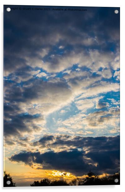 Cloudy sunset Acrylic by Stuart C Clarke