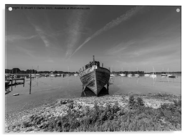 The Old Boat Acrylic by Stuart C Clarke