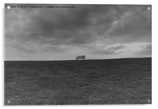 The lone bench Acrylic by Stuart C Clarke